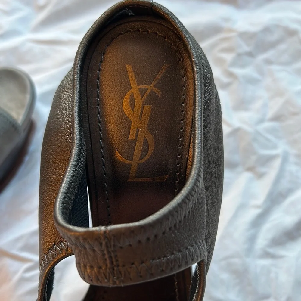 Gorgeous YSL Yves Saint Laurent Platform Heels Pewter -Silver Gray- beautiful!